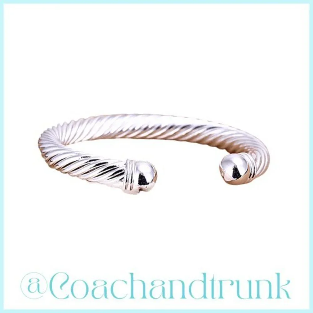 Twisted Silver Torque Bangle Cuff Bracelet Unisex NWT